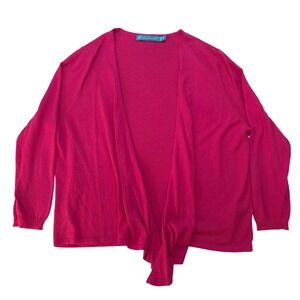 Tori Richard Cardigan Sweater Womens Medium Pink Open Front Cotton Viscose Knit